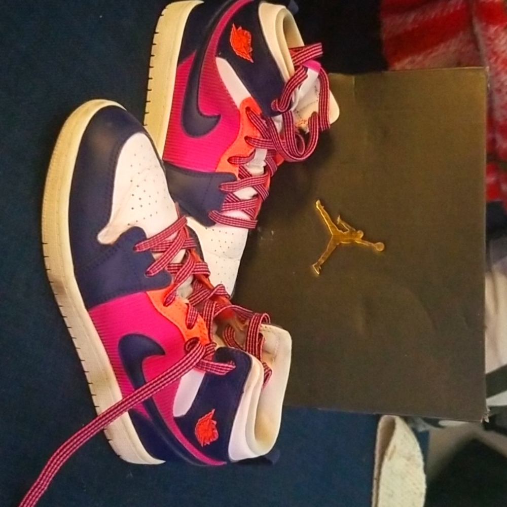 Pink, White, Purple Air Jordan One Kids size 3